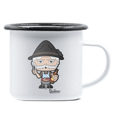 Da Oid Sinzer Griller Emaille Tasse 375ml Weiss Schwarz Hochries Front